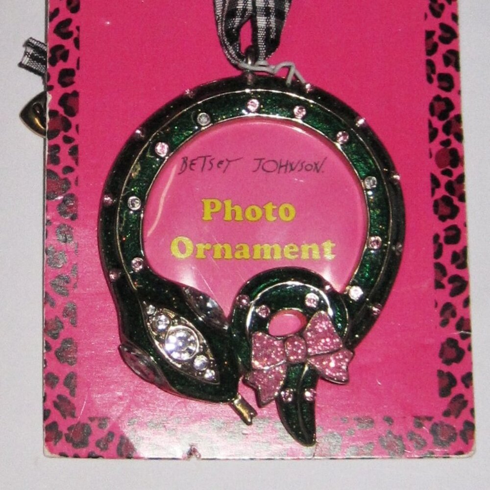 Betsey Johnson Vintage Christmas Photo Ornament Jewel Snake NWT
